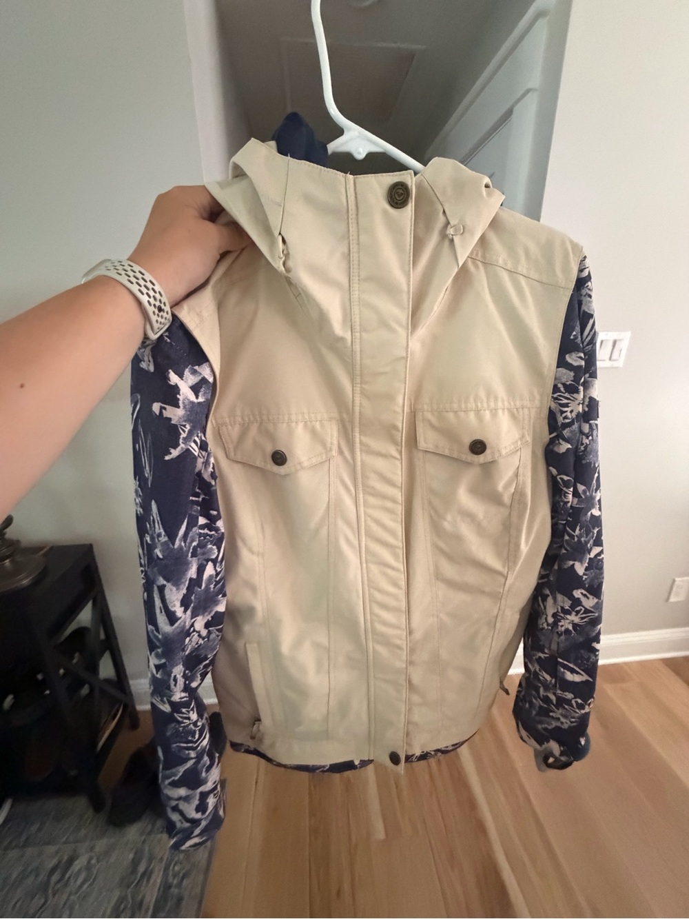 Roxy Ceder Jacket Women's Beige Blue Large